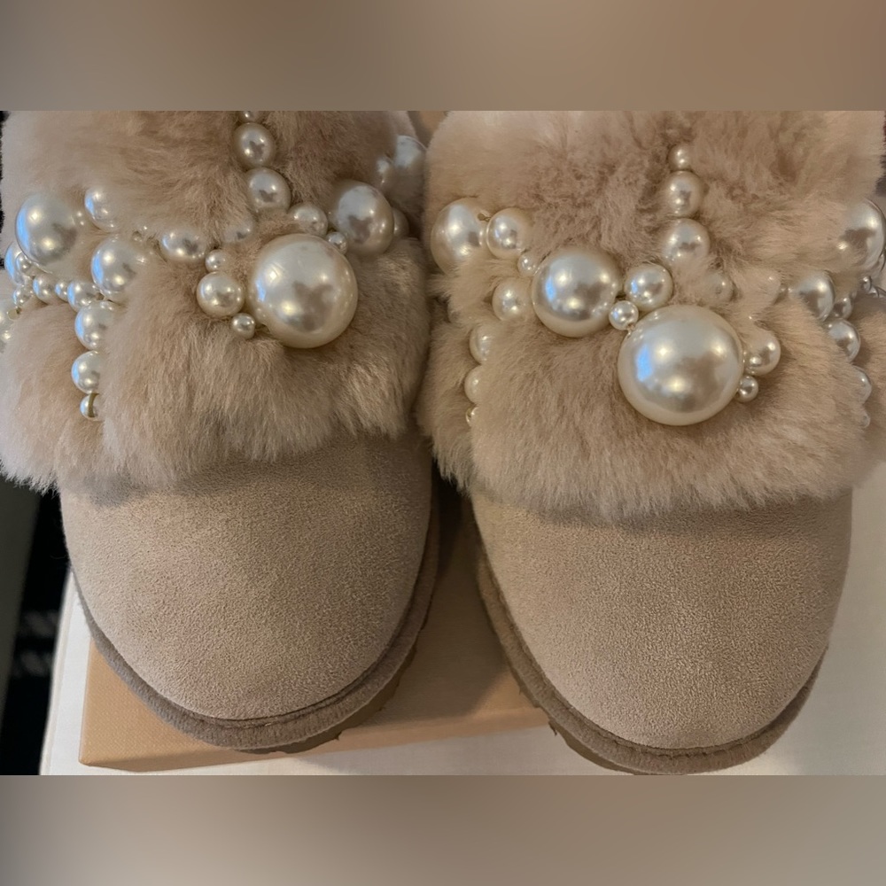 Alameda Turquesa VANILLA PEARLS , SHEARLING MULES